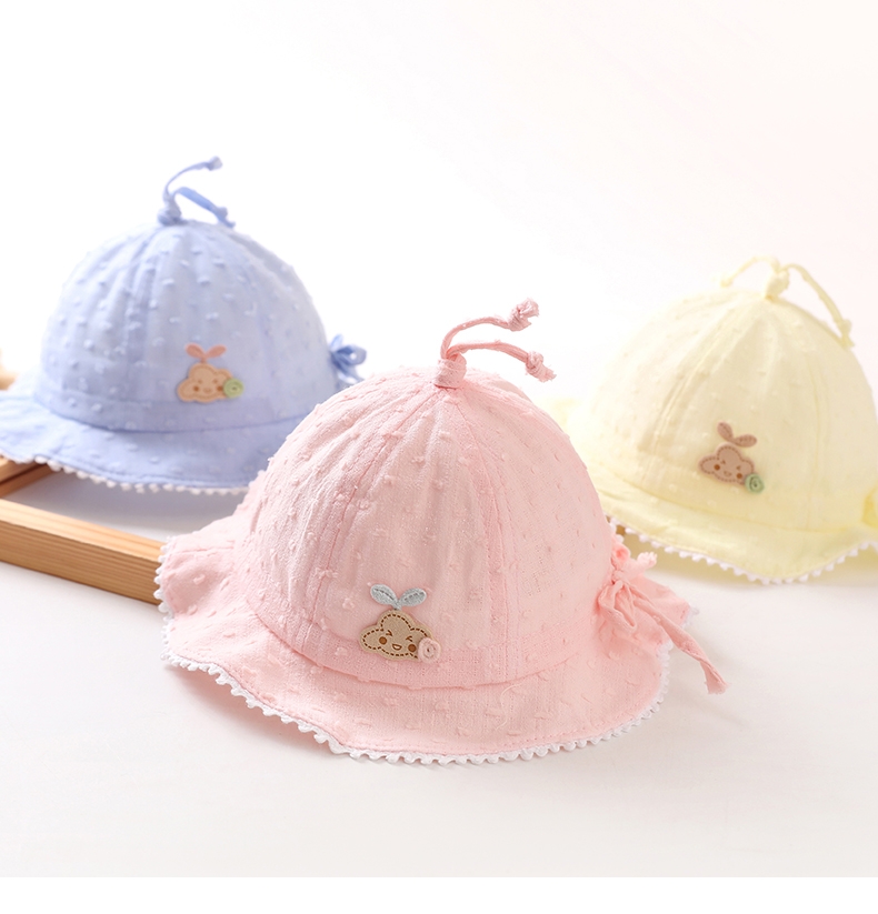 Baby hat spring and autumn thin female baby male cotton lovely super cute sunshade sunscreen basin hat can be adjusted fisherman hat thumbnail