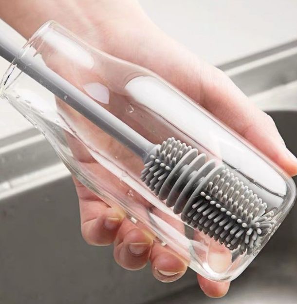 Long-handled silicone water cup brushes for export