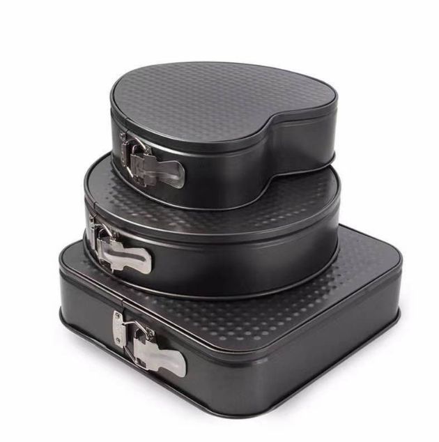 Non-stick sliding bottom button baking tray cake mold three-piece set foreign trade