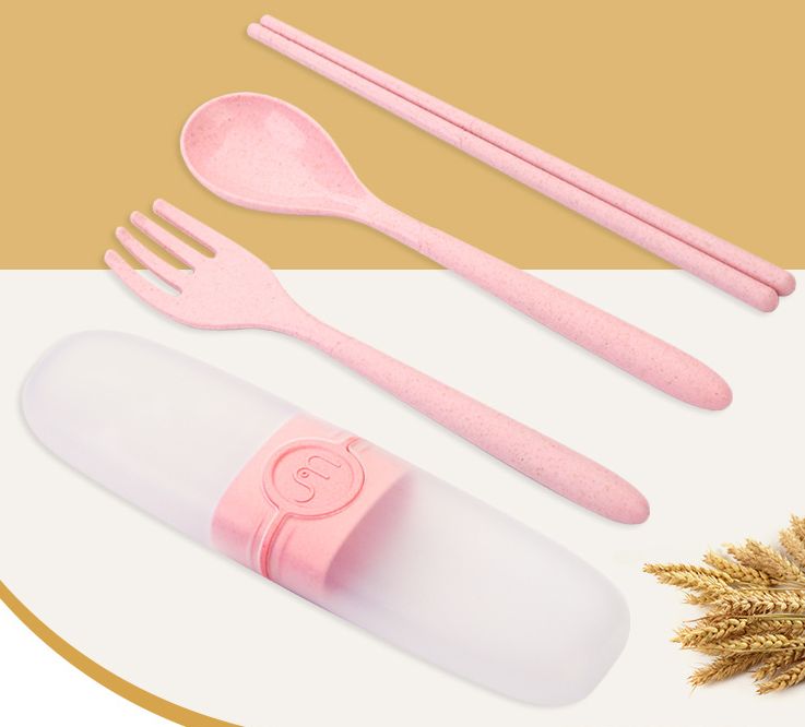   小麦秸秆餐具套装外贸