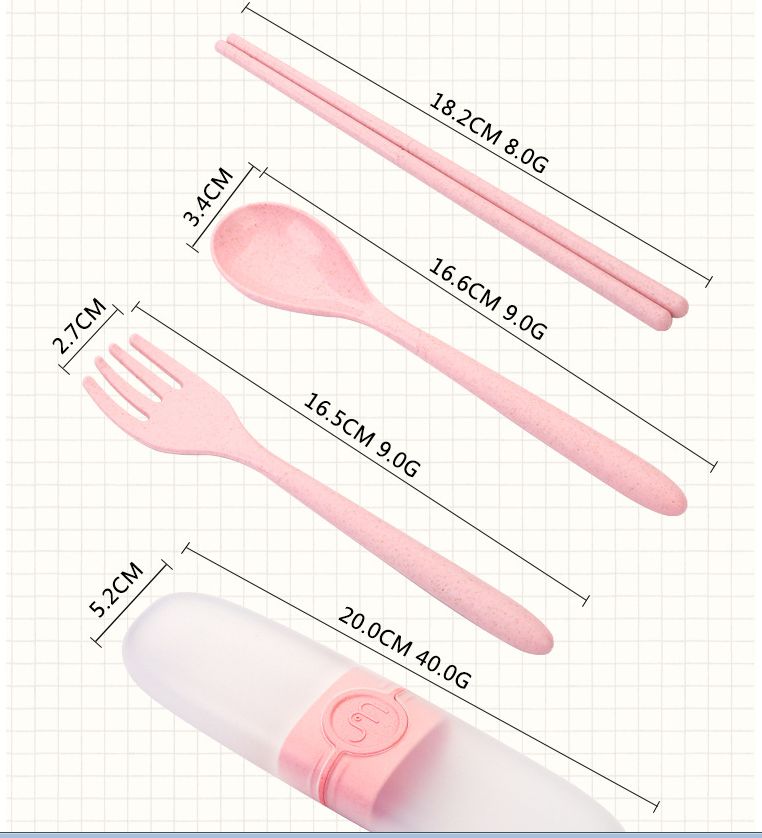 小麦秸秆餐具套装细节图