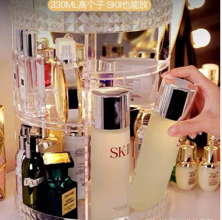 360-degree transparent acrylic rotating makeup stand for export Application Scenario