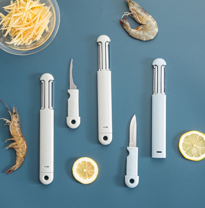 Stainless steel peeler and peeler three-in-one shrimp thread knife for export