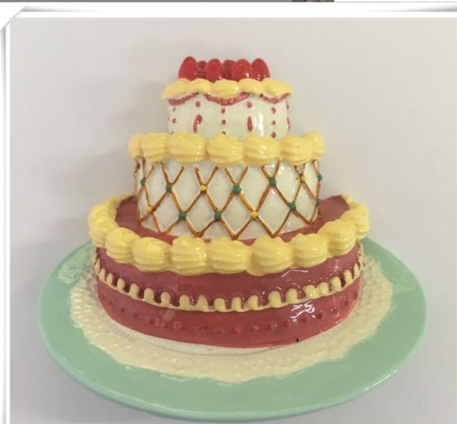 Three-dimensional creative simulation afternoon tea resin refrigerator stickers for export Specification image