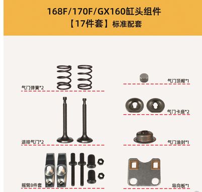 Gasoline Generator Cylinder Head Accessories 168F170f188f190f192f Valve Oil Seal Rocker Arm Spring Guide Plate details Picture