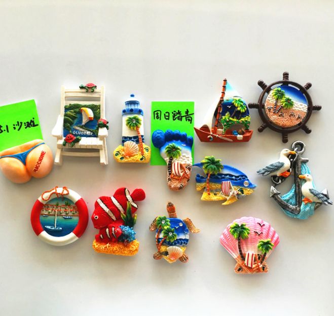 Creative resin refrigerator magnets and magnetic stickers for export