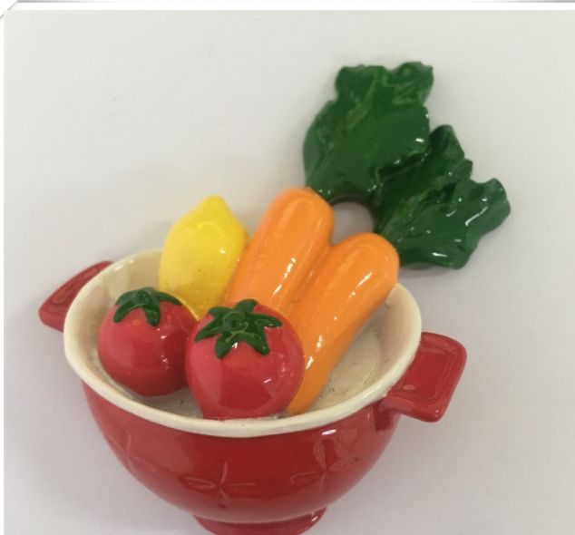 Three-dimensional creative simulation afternoon tea resin refrigerator stickers for export details Picture