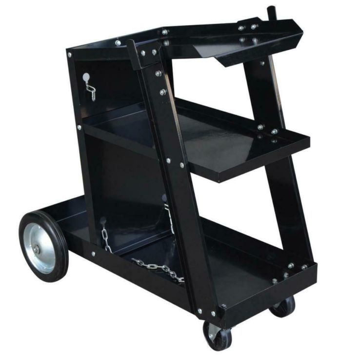 Three-layer electric welding machine tool cart, small trolley, multi-functional storage rack layer, auto repair and maintenance mobile workshop Specification image