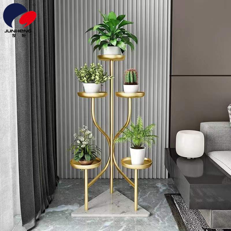 Nordic high-rise light luxury marble flower racks for the living room, multi-level floor-standing decorative items and storage racks for the balcony, flower pot racks Application Scenario