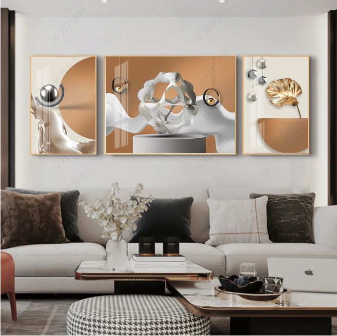 Living Room Triple Combination Painting Glaze Color Relief Arts And Crafts High Quality Triple Combination Hanging Picture details Picture