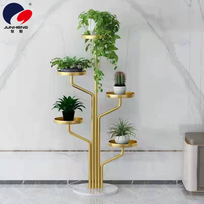 Nordic high-rise light luxury marble flower racks for the living room, multi-level floor-standing decorative items and storage racks for the balcony, flower pot racks details Picture