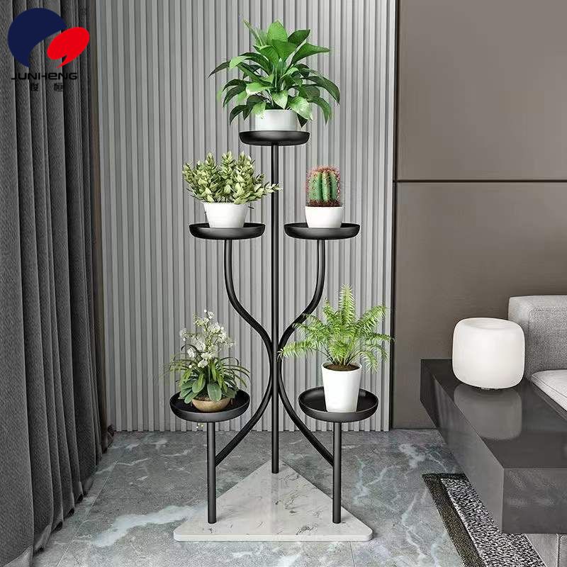 Nordic high-rise light luxury marble flower racks for the living room, multi-level floor-standing decorative items and storage racks for the balcony, flower pot racks Item Picture