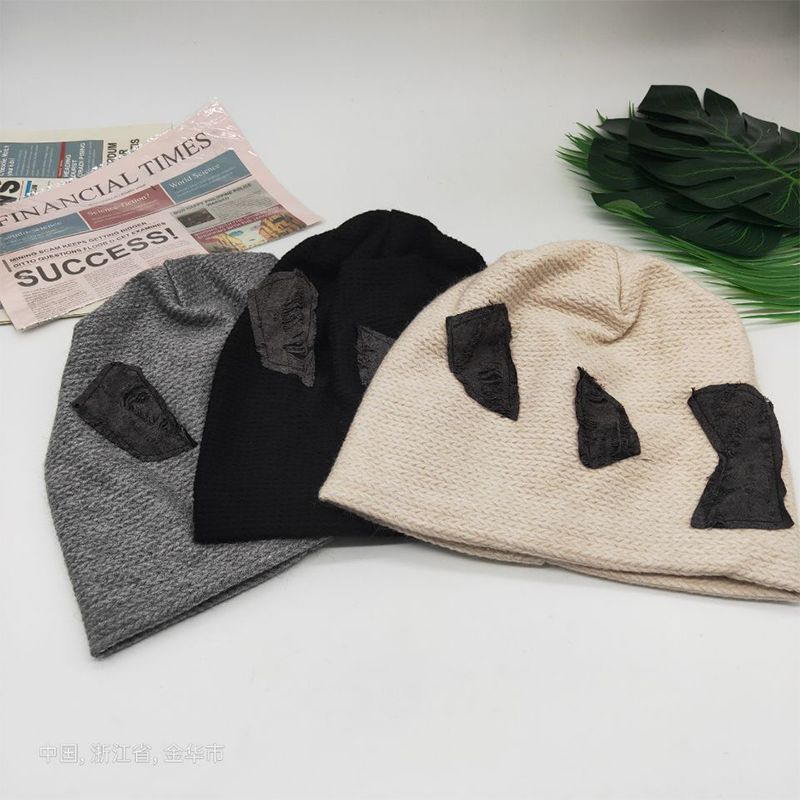 Men's hat and women's hat Men and women with the same big head around the pile of hats women spring and autumn day cold cap solid color cap cap knit cap net red ear protection moon cap thumbnail