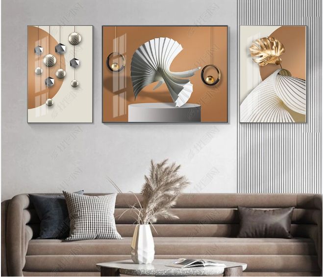 Living Room Triple Combination Painting Glaze Color Relief Arts And Crafts High Quality Triple Combination Hanging Picture Specification drawing