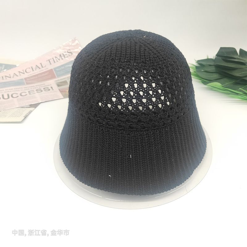 Women's hat fisherman's hat Summer sun visor sun protection straw woven Japanese bucket hat breathable hollow knitting basin hat net red hat with the same style thumbnail