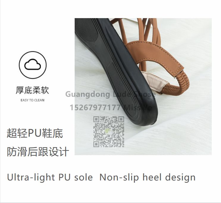 新款夏季广州女鞋工艺鞋软底简约凉鞋女平底鞋交叉绑带松紧凉鞋女详情3