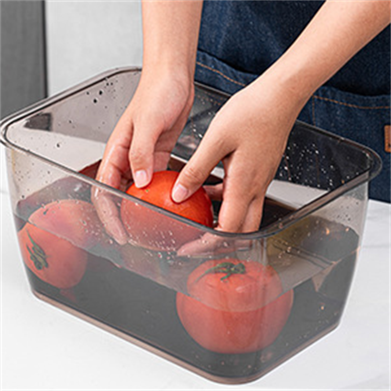 家用冰箱保鲜盒可以上下隔断也可以左右隔断的厨房双层沥水篮带盖洗水果洗菜篮子塑料有透气孔的收纳盒详情5