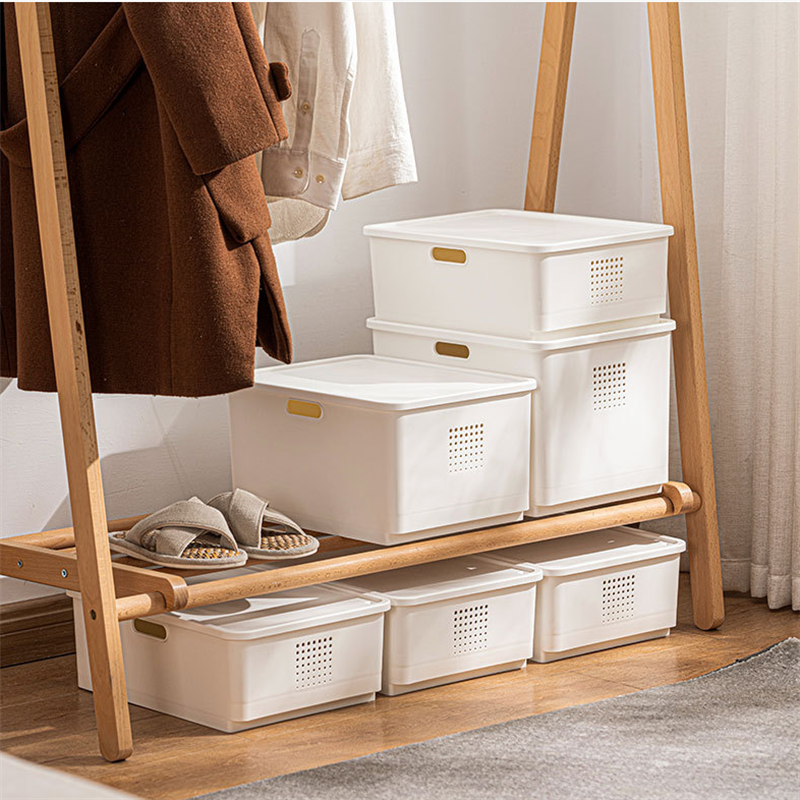 桌面带轮子带盖塑料收纳盒儿童玩具整理衣服被子袜子收纳客厅盒零食杂物储物盒详情3