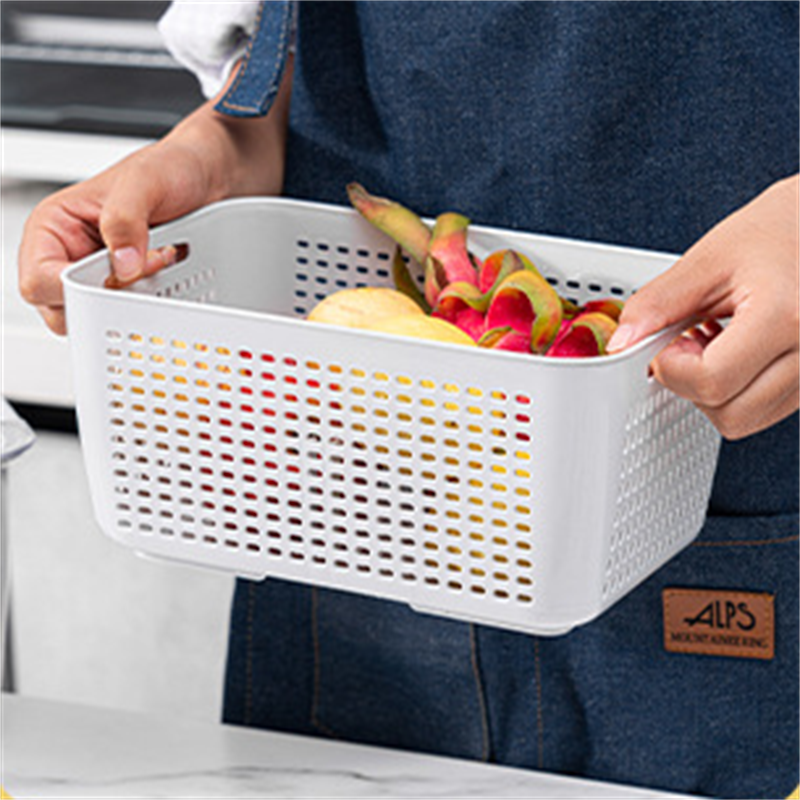 家用冰箱保鲜盒可以上下隔断也可以左右隔断的厨房双层沥水篮带盖洗水果洗菜篮子塑料有透气孔的收纳盒详情6