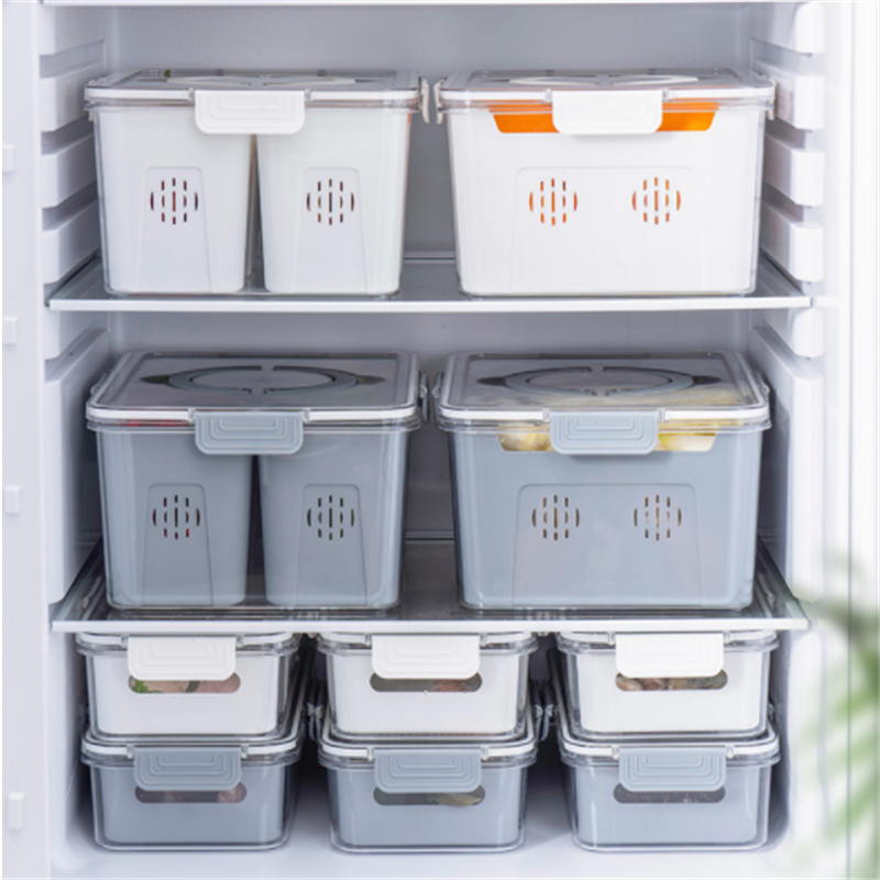 冰箱PET多格子收纳盒手提分隔沥水盒食品级食物蔬菜保鲜盒冰箱冷冻分隔分类保鲜盒详情6
