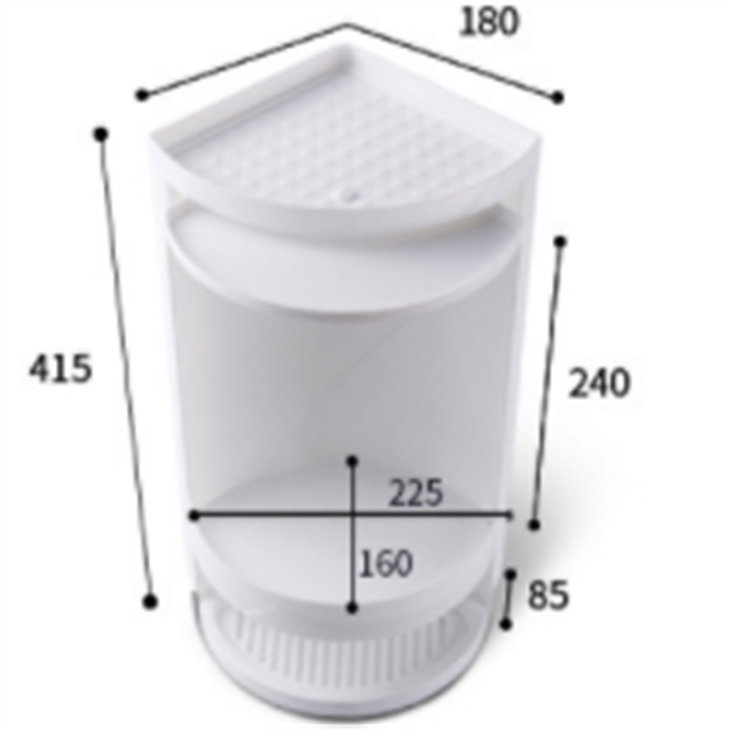 浴室旋转三角置物架吸壁挂壁塑料收纳整理架厨房卫浴防尘储物柜墙角架化妆台面收纳盒详情13