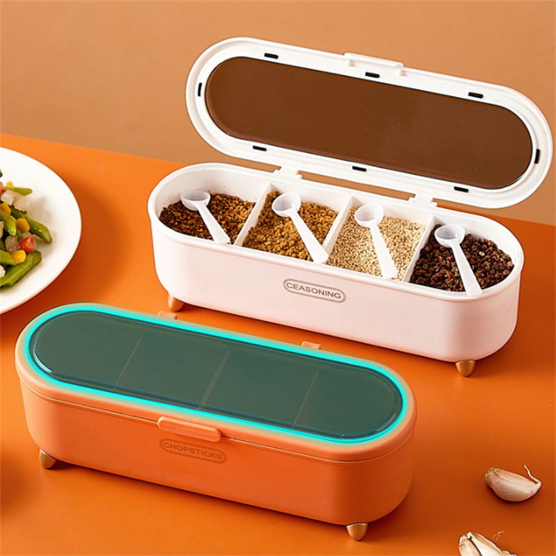 轻奢风多格调味盒罐子密封调味料盒子家用盐糖味精鸡精等厨房收纳组合套装盒子详情3