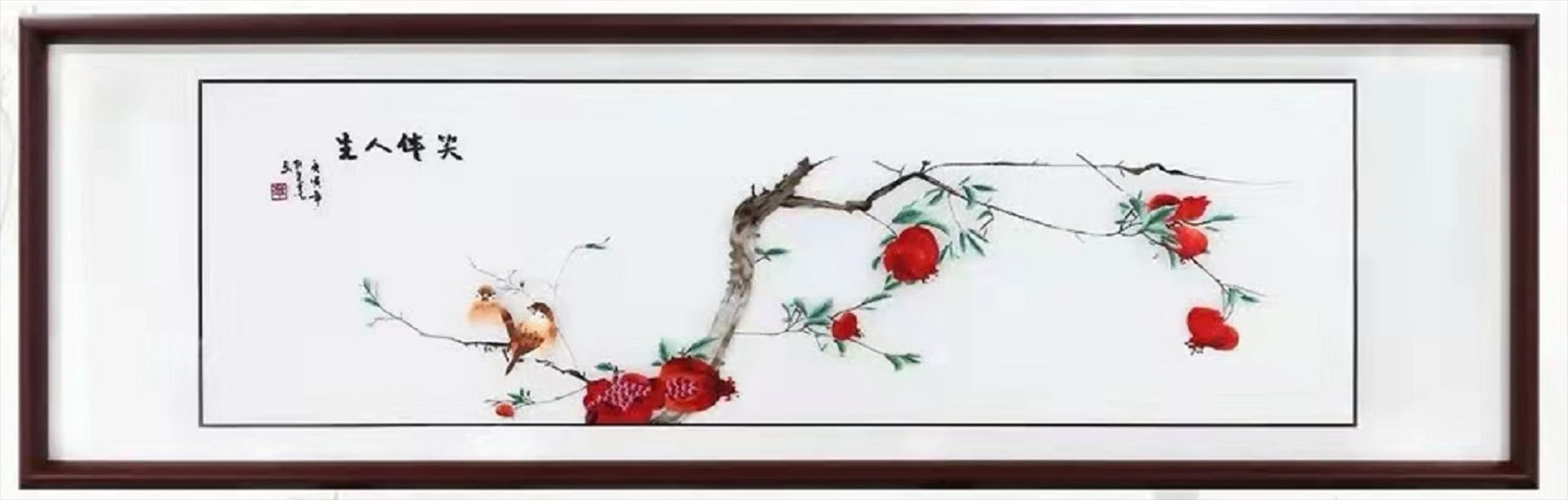 New Chinese Embroidery Finished Bed Paintings Hanging Paintings Boutique Elegant Landscape Flowers And Birds Bedroom Living Room Painting Specification drawing