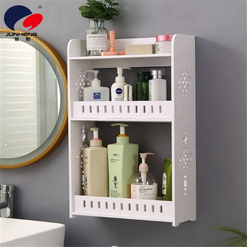 Non-drilling bathroom shelf, wall-mounted cosmetic storage box, bathroom, bedroom storage rack Application Scenario