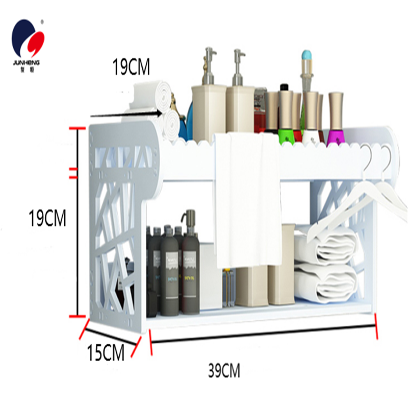 Wall-mounted non-drilling bathroom storage rack, storage rack above washing machine and toilet, floor-standing rack for bathroom and toilet Application Scenario
