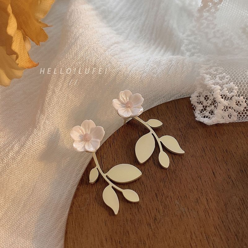 Earring Woman new shell flower earring niche design high sense earring cool earring leaf earring