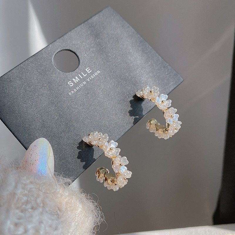 Earring women new shell flower earring niche design high sense earring cool earring line earring