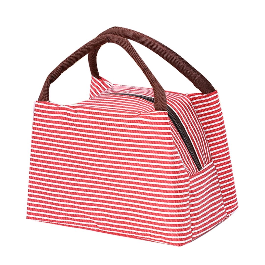 Striped Lunch Bag Box Korean Small Fresh Bento Bag Box Striped Insulated Lunch Bag Aluminum Foil Lunch Box Bag Item Picture