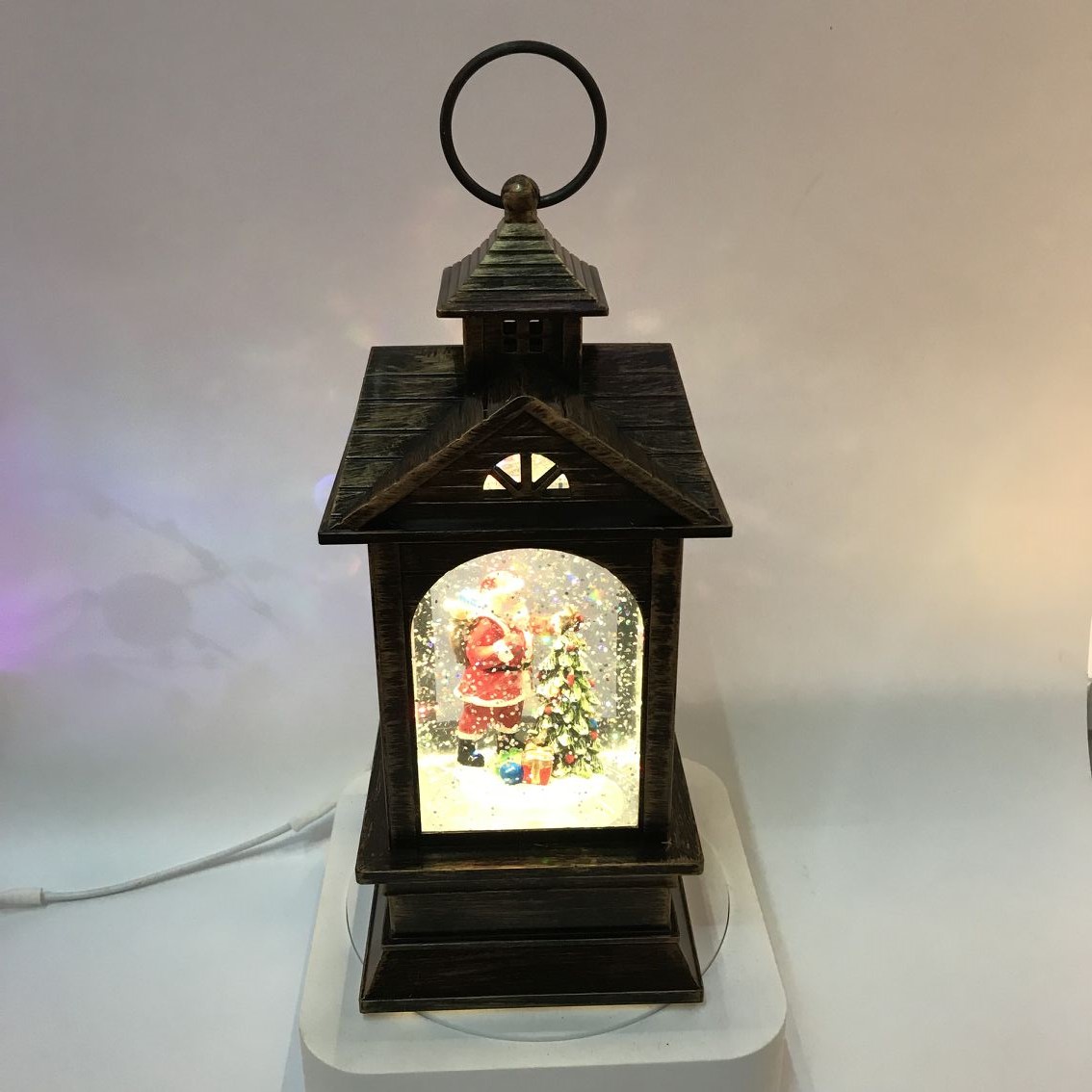 Christmas water house wind light music box snow old man music box to send children thumbnail