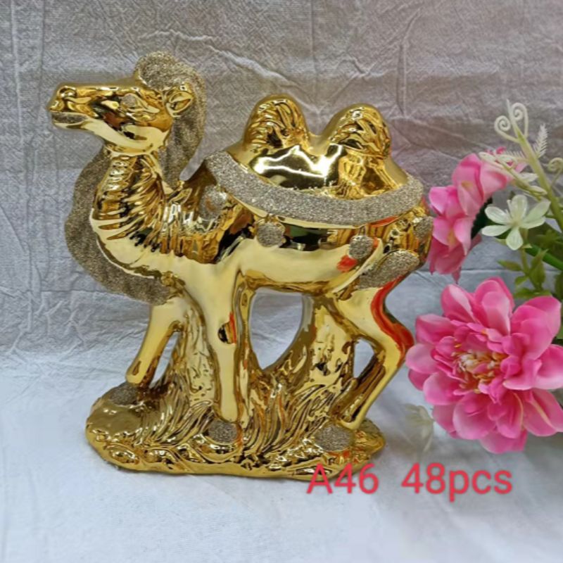 陶瓷工艺品动物骆驼金色