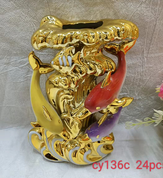 宝仙工艺品陶瓷工艺摆件动物 彩色鱼海豚详情1