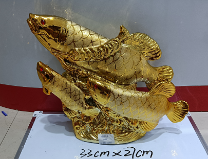 Baoxian Handicrafts Ceramic Ornament Fish 101 Golden Dragon Fish pic 1