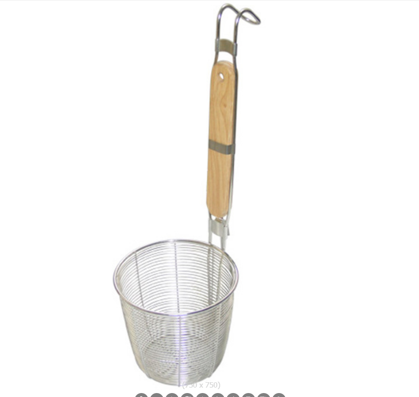 Steel mesh powder spoon with wooden handle