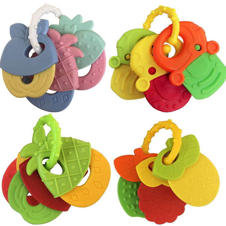 XINGPEI Baby Fruit Shape Infant Silicone Molar Teether Rattle  thumbnail
