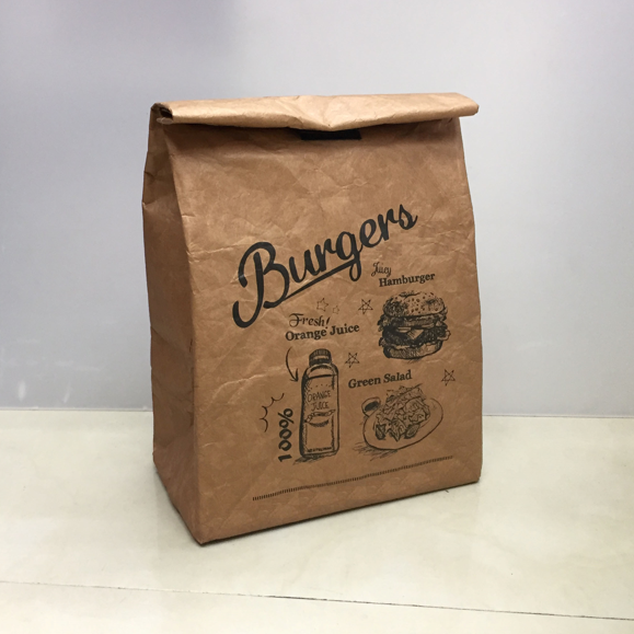 Lunch Bag Cooler Tyvek paper Folding waterproof Picnic Insulated Thermal Bag custom logo with velcroing thumbnail
