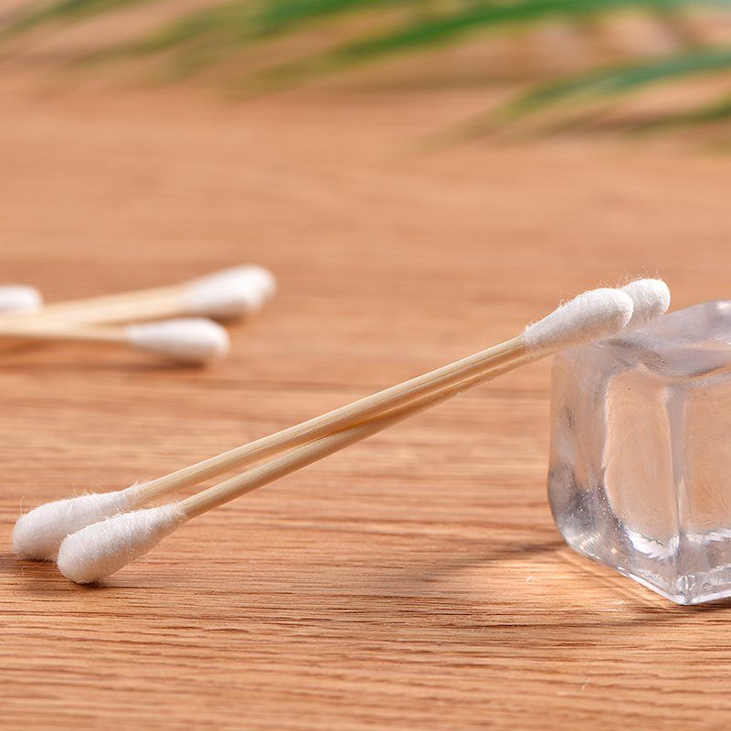 Disposable Double-Headed Cotton Swabs 100 Wooden Sticks Cotton Makeup Remover Ears Picking Ears Adult Household Wholesale Specification drawing