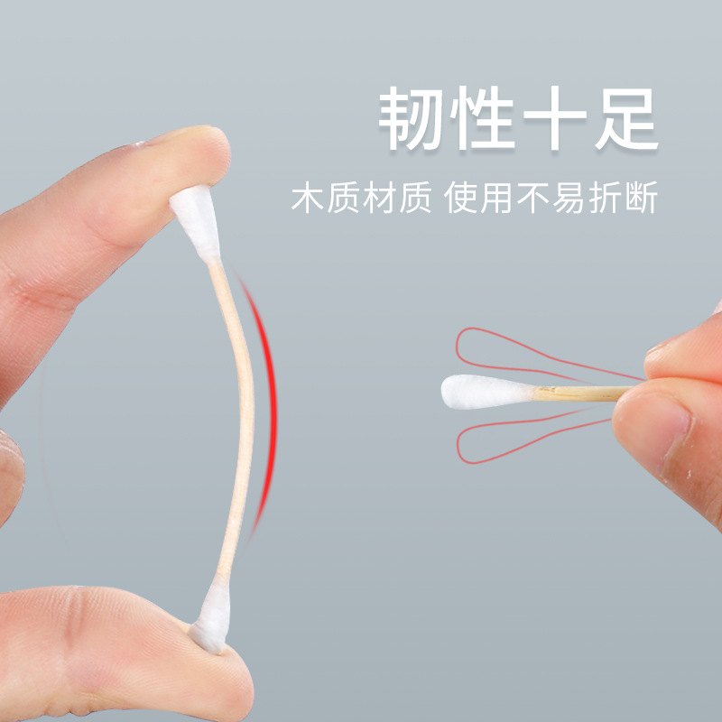Disposable Double-Head Cotton Swabs 500 Boxed Wooden Sticks Cotton Makeup Remover Ears Picking Ears Adult Household Wholesale details Picture