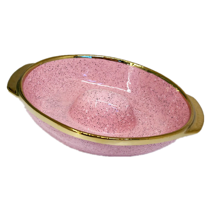 High-end household gold-edge creative ceramic tableware, fruit plate, oval concave-convex deep plate, colored glaze, simple salad bowl, pastry bowl Item Picture