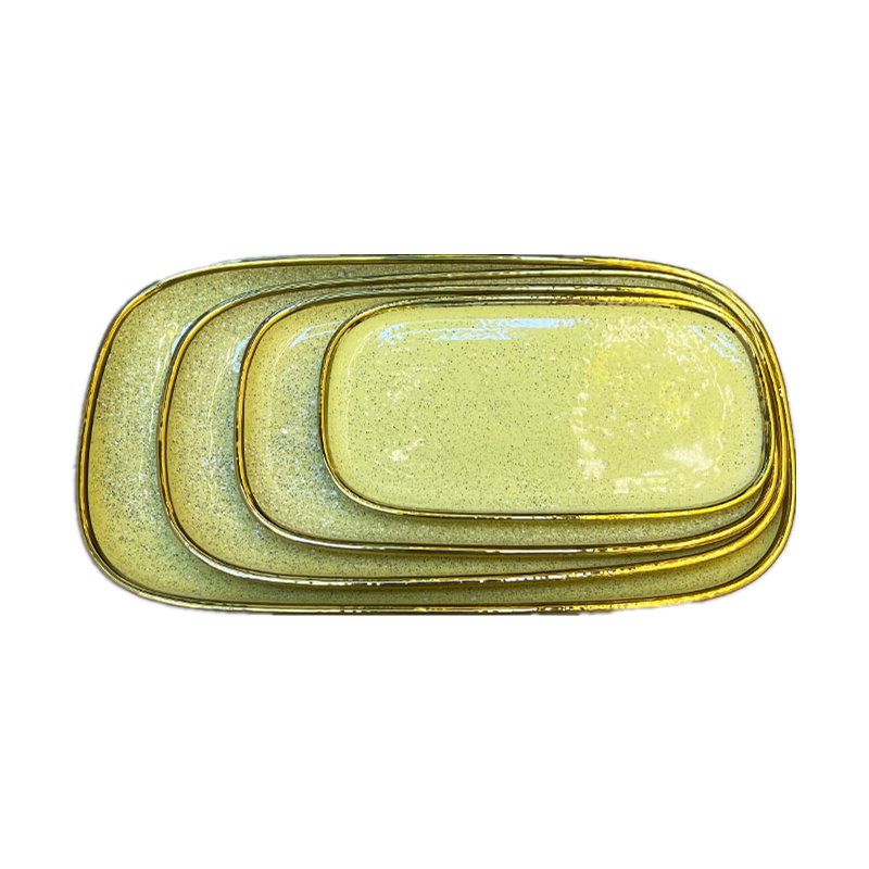 New colored glazed European-style rectangular long strip plate porcelain, extra-large restaurant household ceramic grilled fish plate set Item Picture