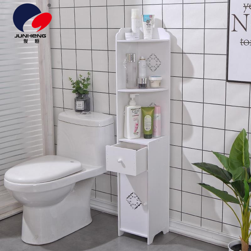 Bathroom storage rack, floor-standing waterproof toilet, washroom storage cabinet, bathroom storage cabinet, toilet side cabinet, seam cabinet details Picture
