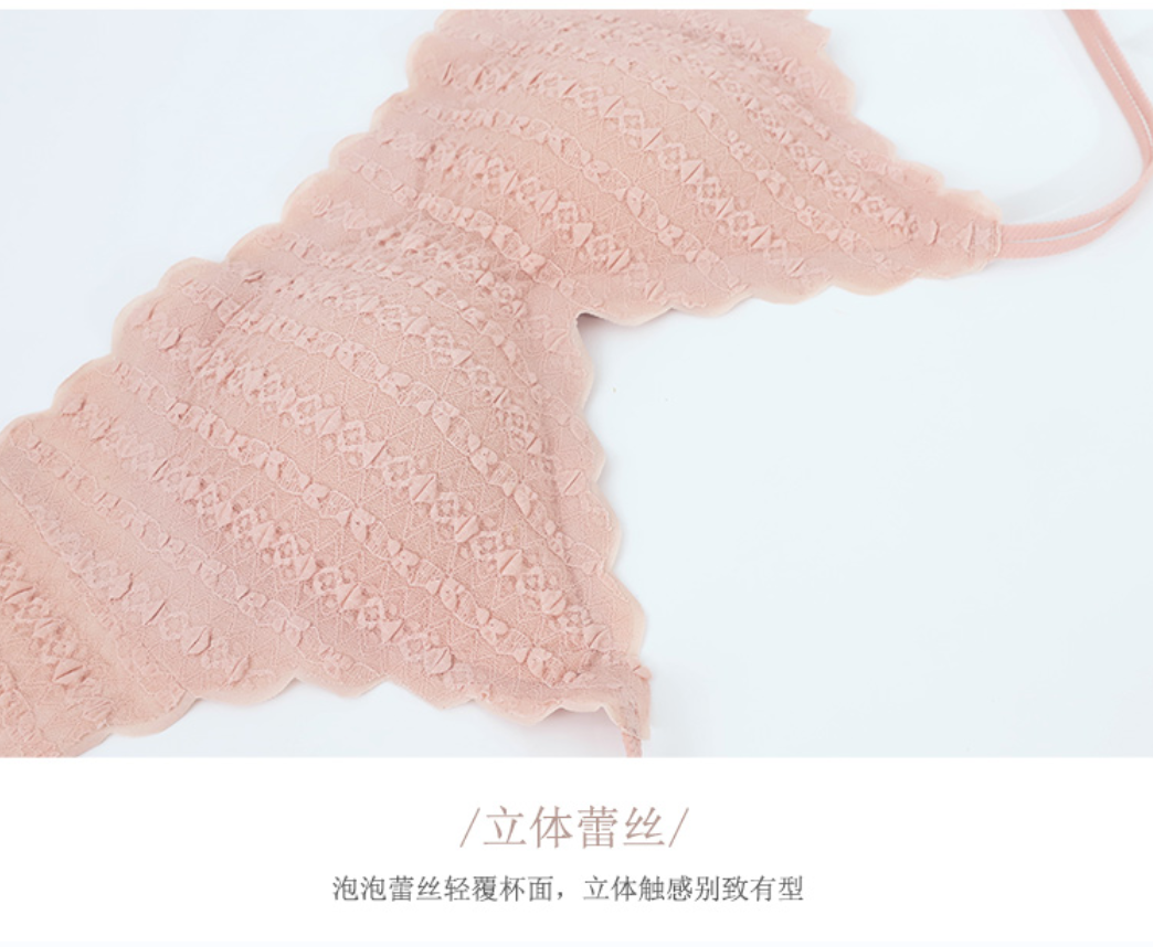 新品高颜值蕾丝法式睡眠内衣少女舒适无钢圈文胸AOB22017详情4