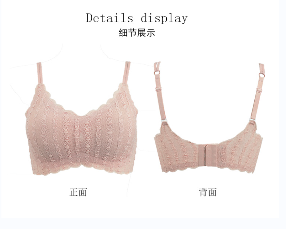 新品高颜值蕾丝法式睡眠内衣少女舒适无钢圈文胸AOB22017详情3