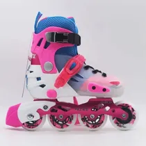 PU roller skates with adjustable length wheels without lights for easy disassembly and cleaning with brake tension adjustable from 29 to 40 yards for kids