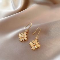 Earring woman new cat-eye zircon flower accessory earring niche design high sense earring Cool earring popular fashion earring