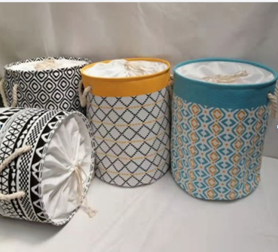 棉麻束口收纳圆桶，收纳场景，书房，客厅，阳台，卧室，棉麻材质+全棉内衬详情4