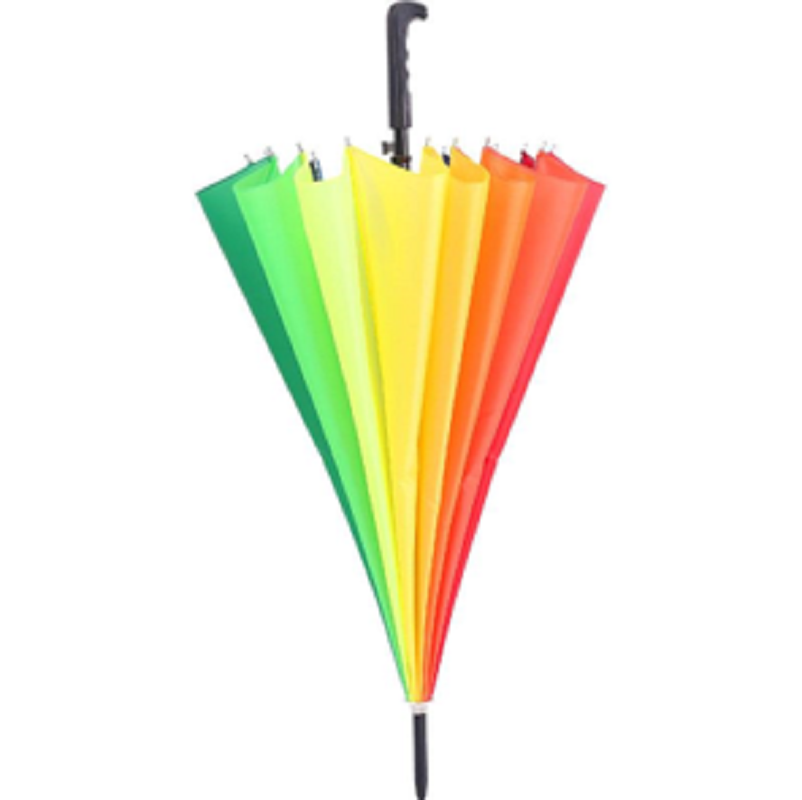 16开彩虹伞半自动黑钢丝伞架170T涤丝布详情3